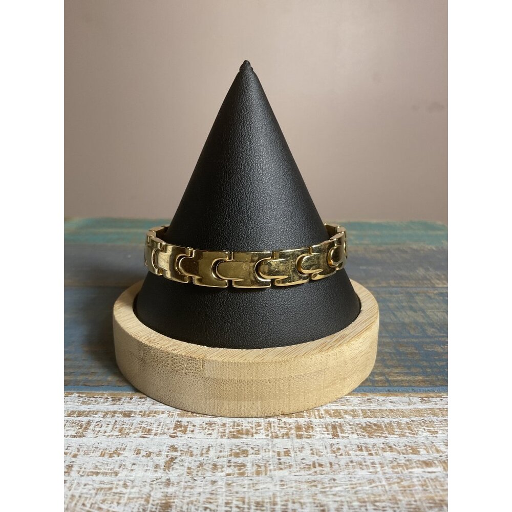 Mens 24K Gold Plated Link Bracelet Secure Clasp